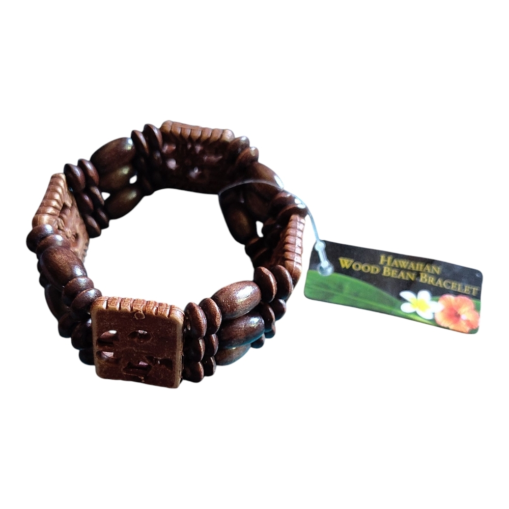 Hawaiian Wood Bead Bracelet NWT-‎ Brown